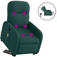 vidaXL Poltrona massaggiante elettrica con ausilio per la posizione eretta Tessuto verde scuro