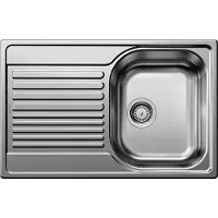 BLANCO Tipo 45 S Lavello compatto da incasso - Lavello con sgocciolatoio - Lavabo reversibile con scarico a scomparsa e manopola, acciaio inox