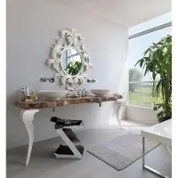 AEA Tavolo in legno per lavabi, design per bagno, tavolo in legno per lavabo