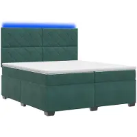 Syfax Letto a molle con materasso verde scuro 200 x 200 cm in velluto
