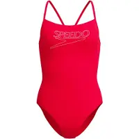 Speedo Women's Endurance+ Logo Thin Strap One Piece Costume intero Donna (36, rosso)