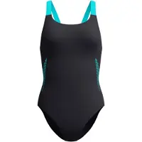 Speedo Women's Solid Boom Leaderback One Piece Costume intero Donna (40, grigio)