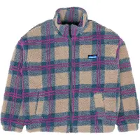 KAVU - Pile spesso con cerniera - Loven Sherpa Fleece Jacket W Party Plaid per Donne in Poliestere Riciclato - Taglia S - Blu
