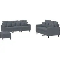 vidaXL Set divano 3 pezzi con cuscini in velluto grigio scuro