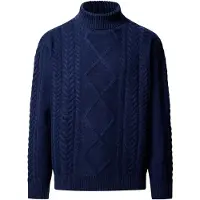 Hackett London per uomo. HM7000289 Maglione a collo alto Argyle blu navy (M), Casual, Lana, Classico