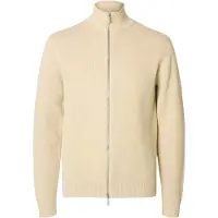 Selected cardigan zip ls knit structure full zip in cotone - beige