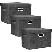 Merkloos Grande contenitore con coperchio, set da 3, colore nero