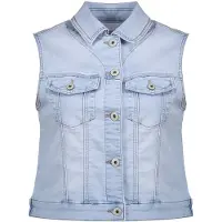 Geisha Jeans Jacket Sleeveless Bleached Denim Taglia: M | Gilet Outlet | Donna | Blu