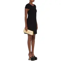 Moschino Laminated Maxi Clutch Crystal Lettering Logo Gold Taglia: OS | Pochette Outlet | Donna | Giallo