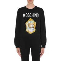 Moschino Mirror Teddy Bear Organic Cotton Sweatshirt Black Taglia: 36 | Maglie a manica lunga Outlet | Donna | Nero