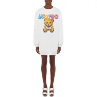 Moschino Teddy Bear Organic Fleece Dress White Taglia: 38 | Abiti Mini Outlet | Donna | Bianco