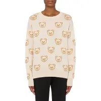 Moschino Allover Teddy Bear Wool Pullover White Taglia: L | Maglie a manica lunga Outlet | Donna | Bianco