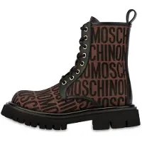 Moschino Combat Boot In Nylon Allover Logo Brown Taglia: 37 | Stivali Outlet | Donna | Marrone