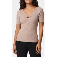 Guess Marciano GUESS Kathleen Ss Ribbed T Velvet Taupe Taglia: XS | Magliette intime Outlet | Donna | Nero