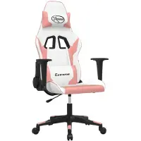 vidaXL Sedia da gioco con funzione massaggio in ecopelle bianca e rosa