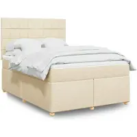 vidaXL Letto a molle con materasso crema 140x190 cm in tessuto