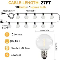StarTech.com Catena luminosa LED G40 - Illuminazione per esterni - 10 lampadine - 8,23 metri - Grado di protezione IP44 - 220 V - Spina di tipo EU