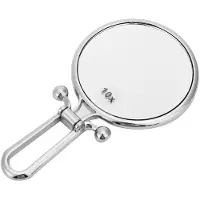 Gistuch Specchio da trucco pieghevole con ingrandimento 10x, con superficie riflettente su entrambi i lati, ideale per viaggi (argento)