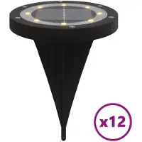 vidaXL Luci di terra solari con picchetto di terra 12 pz. Bianco caldo