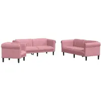 vidaXL Set di divani 3 pz. Set di divani in velluto rosa