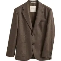 Gant per uomo. 7706385 Giacca da abito a spina di pesce marrone (54), Casual, Lana, Classico