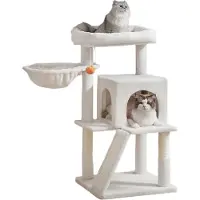 BellaFurn Albero per gatti con ampia piattaforma, rivestito in peluche e sisal, dimensioni 48,1 x 48,1 x 96,1 cm
