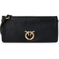 Pinko borsa a tracolla da donna in vera pelle con logo love birds applicato sul davanti nero oro