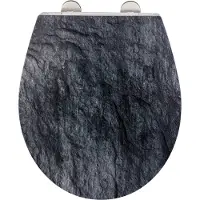 Wenko Sedile per WC Premium Slate Rock con rilievo Meccanismo di chiusura morbida antisfondamento WC ospiti