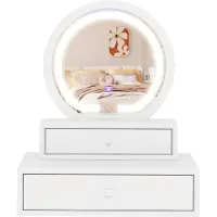 Northix Specchio per il trucco con 2 cassetti, 51x26x59 cm, bianco