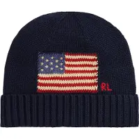 Ralph Lauren unisex. 323980672001 Berretto in cotone pettinato con bandiera blu navy (L/XL), Casual