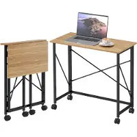 HOMCOM Scrivania pieghevole Piccola scrivania pieghevole da 80 cm con rotelle