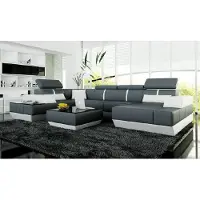 AEA Ledersofa + USB,Wohnlandschaft Sofa Ecksofa Eckcouch Ledercouch Poster Ecke