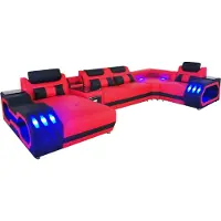 AEA Ledersofa Couch Wohnlandschaft Garnitur Design Modern Sofa U-Form Sofa mit USB
