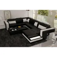 AEA Design Ledersofa Ecksofa Eckcouch Polster Sofa Ecke USB + LED Wohnlandschaft