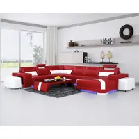AEA Ledersofa Couch Wohnlandschaft Ecksofa Eck Garnitur Design Modern Sofa + USB