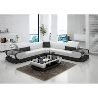 AEA Ledersofa Couch Wohnlandschaft Ecksofa Eck Garnitur Design Modern Sofa G8002B