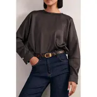 Reiss Button Back Top Mauve Taglia: 6 | Maglie a manica lunga Outlet | Donna | Viola
