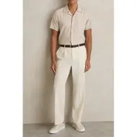 Reiss Ss Herringbone Cuban Shirt Stone Taglia: XXL | Camicie Casual Outlet | Uomo