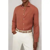 Reiss Ls Linen Shirt Cinnamon Brown Taglia: XXL | Camicie Casual Outlet | Uomo | Bianco