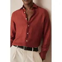 Reiss Ls Linen Shirt Paprika Red Taglia: S | Maglie a manica lunga Outlet | Uomo | Bianco