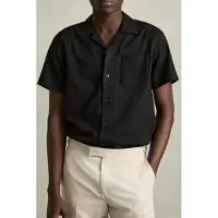 Reiss Ss Herringbone Cuban Shirt Black Taglia: L | Camicie Casual Outlet | Uomo | Nero