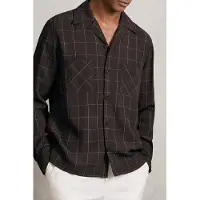 Reiss Ls Windowpane Cuban Shirt Dark Brown Taglia: XS | Camicie Casual Outlet | Uomo | Marrone