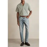 Reiss Ss Textured Stripe Cuban Shirt Green/white Taglia: S | Camicie Casual Outlet | Uomo | Verde
