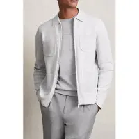 Reiss Ls Zip Through Ribbed Four Pocket Shirt Soft Grey Taglia: XL | Maglie a manica lunga Outlet | Uomo | Grigio