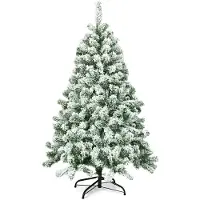 Costway Albero di Natale artificiale 180 cm, albero di Natale con neve, 928 punte in PVC, supporto in metallo e sistema pieghevole, albero di Natale albero artificiale di Natale