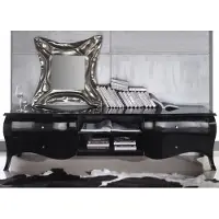 Casa Padrino cassettiera TV neo barocca nero lucido 220 x 53 x 53 cm - credenza mobile TV neo barocca