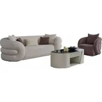 AEA Luxus Couchgarnitur Sofa 3 sitzer Sessel Dreier Couch Weiß Graurosa
