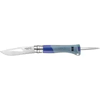 Opinel No. 09 Ocean 3261, Made For The Elements, Satin Stainless Steel, Blue Polyamide, coltello da marinaio parzialmente seghettato