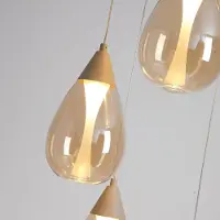 Searchlight Lampada LED a sospensione Pear, a 5 luci, rotonda, beige, vetro ambrato, 3.000 K