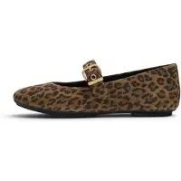 FitFlop per donna. ADQ-E76 Ballerine in pelle Delicato Mary Jane marrone (7), Beige, Basso, Crosta, Fibbia, Casual, Animal Print